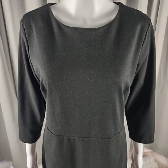 Old Navy Women Black 3/4 Sleeve Knee Length Sweatshirt Cotton Blend Dress Size L - Picture 2 of 14